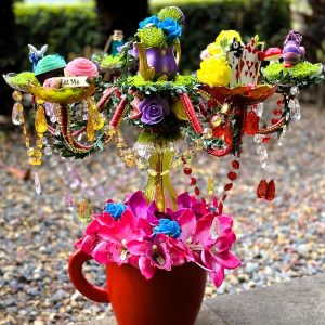 Alice in Wonderland Candelabra with iconic wonderland treasures